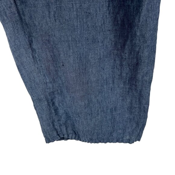 FLAX Englehart 100% Linen Straight Leg Crop Pants in Blue Chambray Size 1G 18 20 - Picture 5 of 11